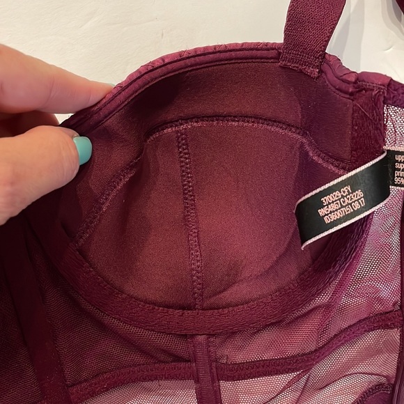 Victoria Secret VERY SEXY lined BLACONET satin mesh BRA merlot wine color 34B - Picture 11 of 15